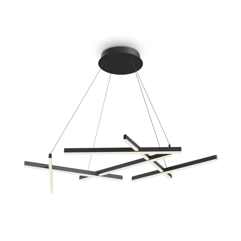 Maytoni Lampadario moderno Line 6 luci LED integrato nero alluminio diffusore acrilico