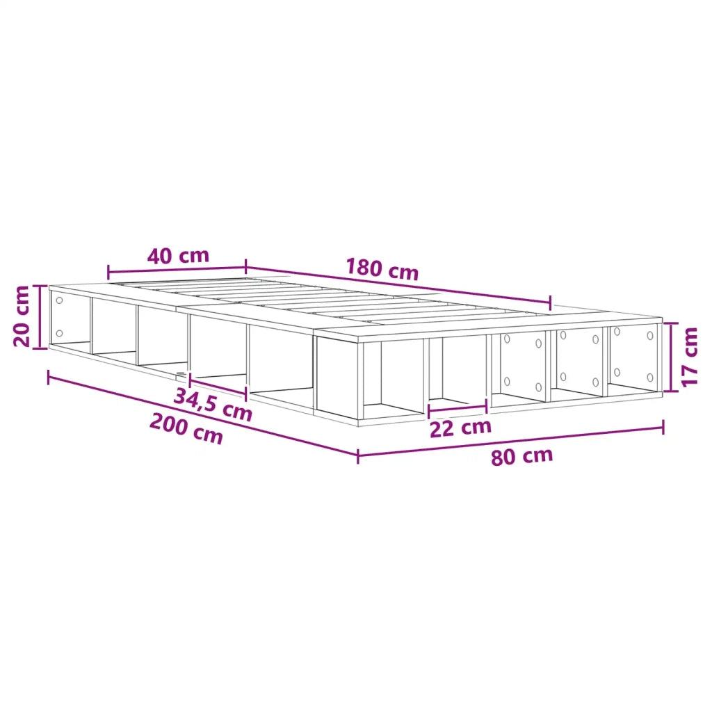 Telaio del letto con storage Grigio Cemento 80 x 200 cm 3429554