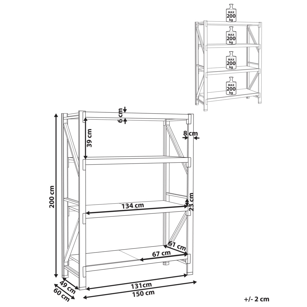 Scaffale moderno in metallo per esterni 4 ripiani nero 150 cm giardino garage