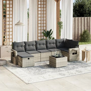Set Divano da Giardino 8pz con Cuscini Grigio Chiaro Polyrattan 3263828