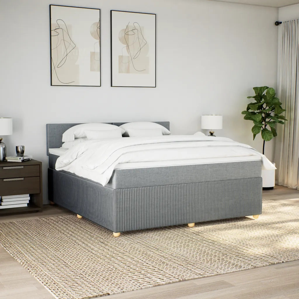 Giroletto a Molle con Materasso Grigio Chiaro180x200 cm Tessuto