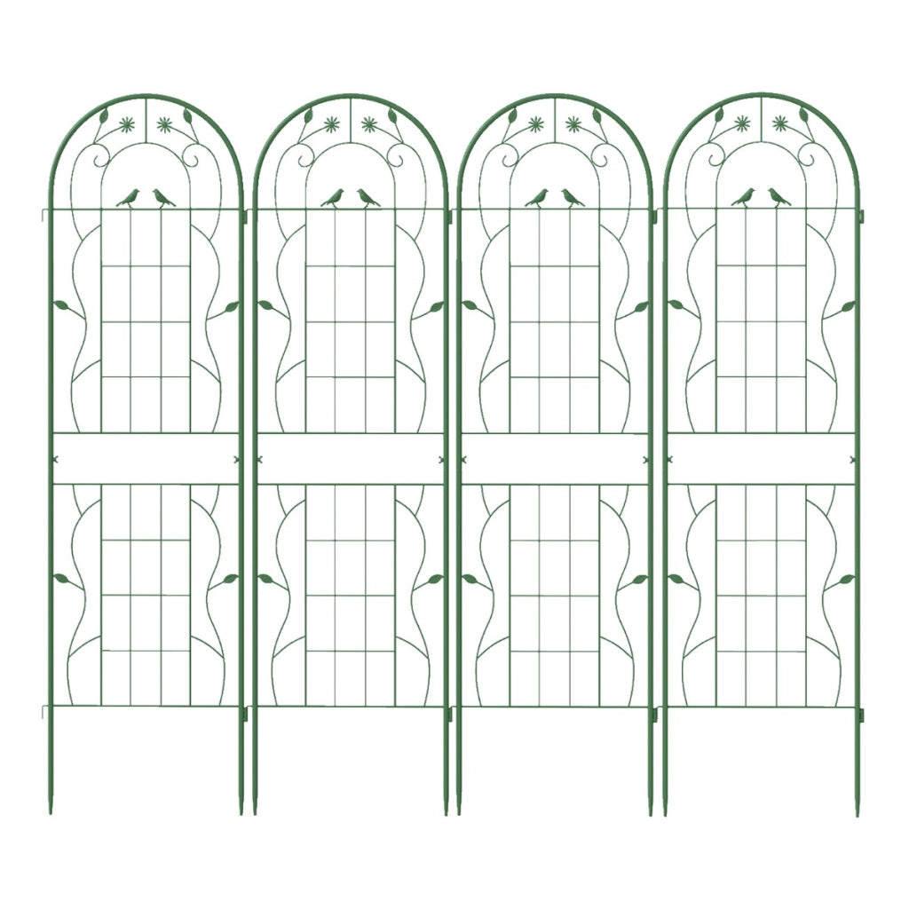 Pacco da 4 di traliccio da giardino in metallo 180x50CM, Supporto decorativo per piante rampicanti rose Verde-Decorazioni da giardino