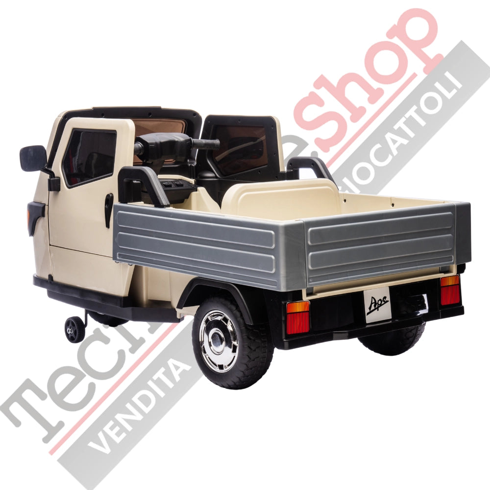 Triciclo Elettrico Piaggio Ape Car Per Bambini -Beige