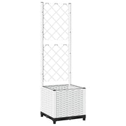 Fioriera | Cassetta per fiori | Vaso da Giardino con Graticcio Bianco 40x40x136 cm PP