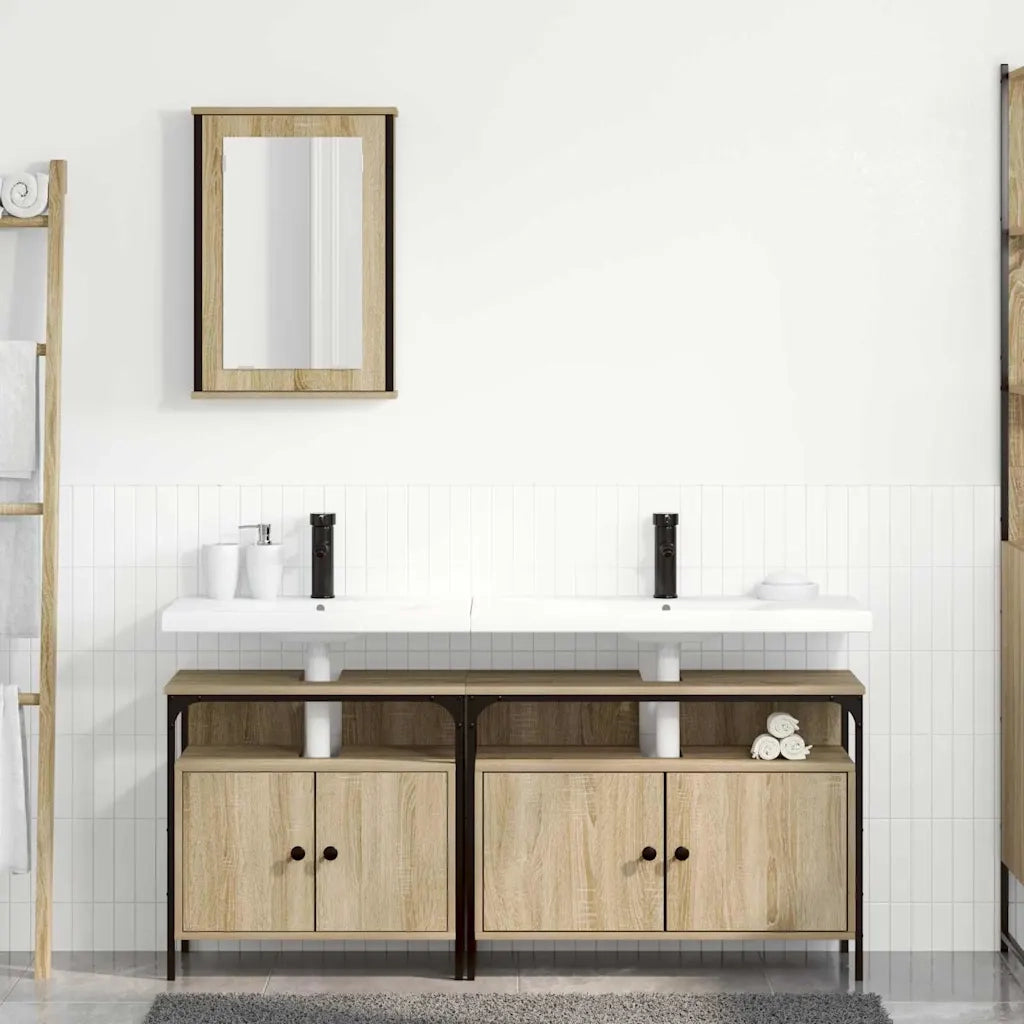 Set di mobili per il bagno 3 pcs Marrone Legno multistrato