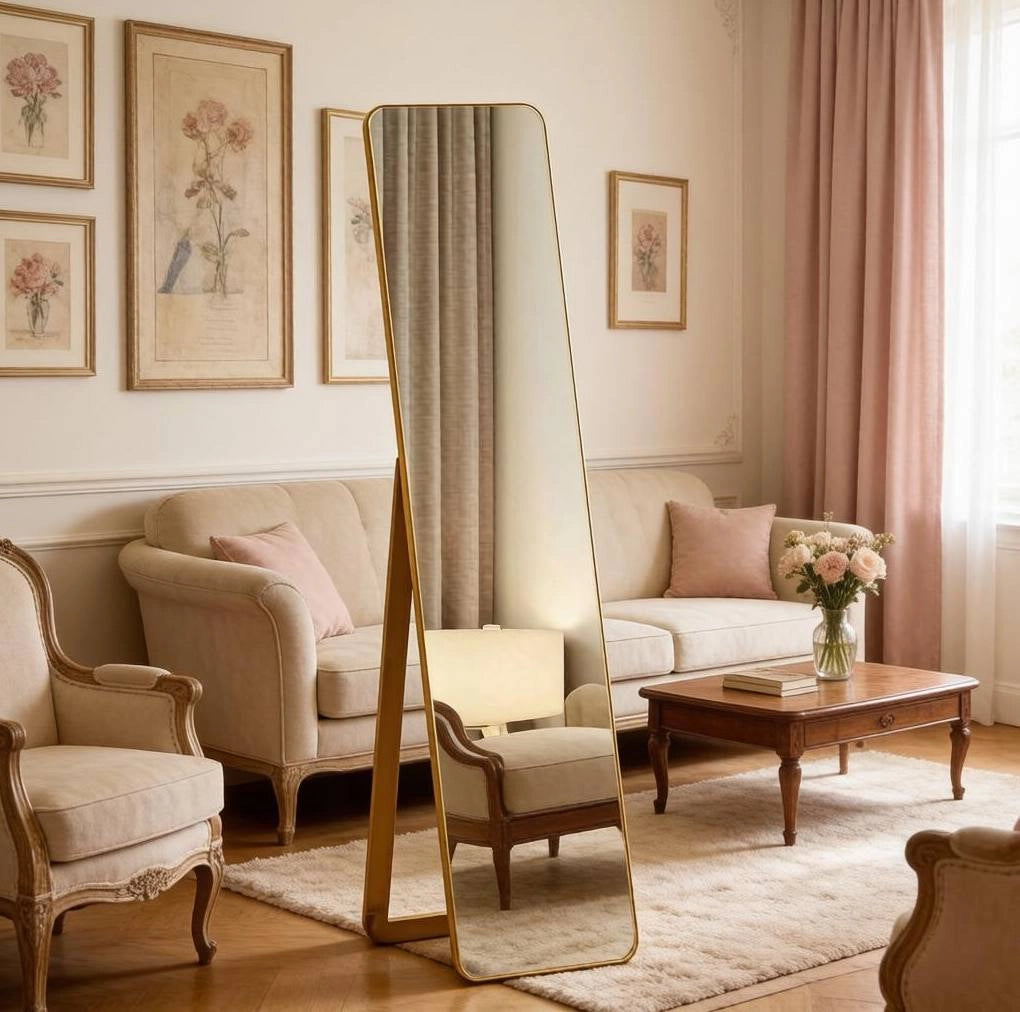 Specchio da pavimento 37x43x156 cm noce, legno e MDF - da parete