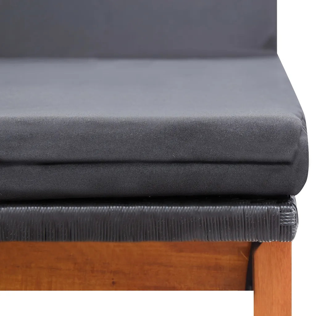 Sdraio con Cuscino in Polyrattan e Legno Massello di Acacia cod mxl 8207