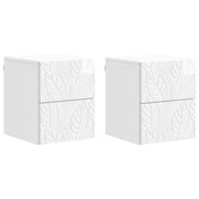 Mobiletto da notte a muro 2 pcs Bianco Lucido 34,5 x 33 x 40 cm 898814