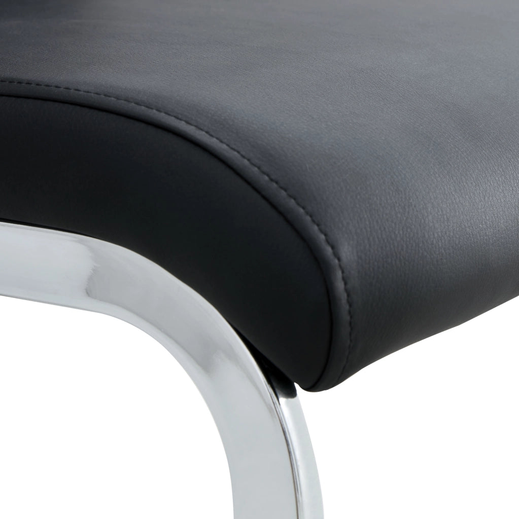 Sedia ergonomica con schienale in PU e lino; metallo; nera