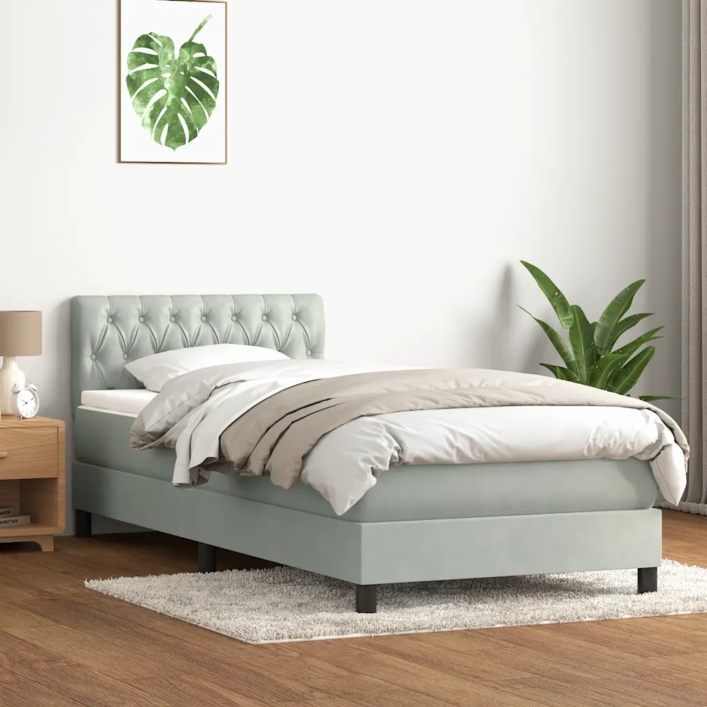Letto a Molle con Materasso e LED Grigio Chiaro 80x220 cm Velluto 3317193