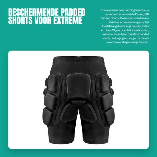 Shorts di protezione 3D con imbottitura EVA - Cinturino antiscivolo - Resistenti allo shock - Protezione multi-direzionale per la coscia - Ideali per lo snowboard e lo sci - Abbigliamento protettivo