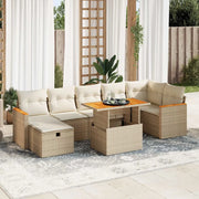 Set Divano da Giardino 5 pz con Cuscini Beige in Polyrattan