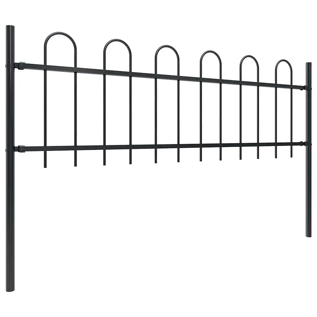 Recinzione da Giardino con Parte Superiore ad Anello in Acciaio 1172x60 cm Nero 277644