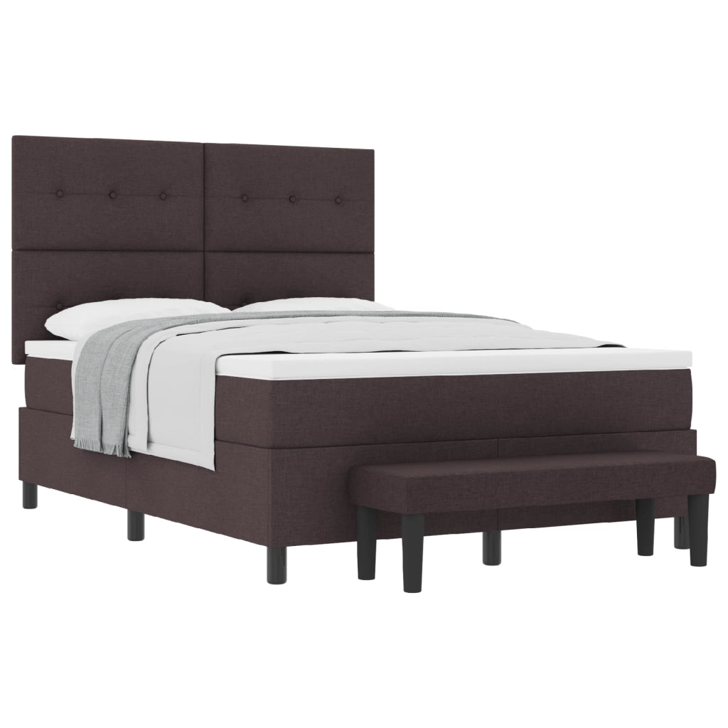Letto Box Spring con Materasso e Panchetta Grigio Scuro 160x200 cm Tessuto
