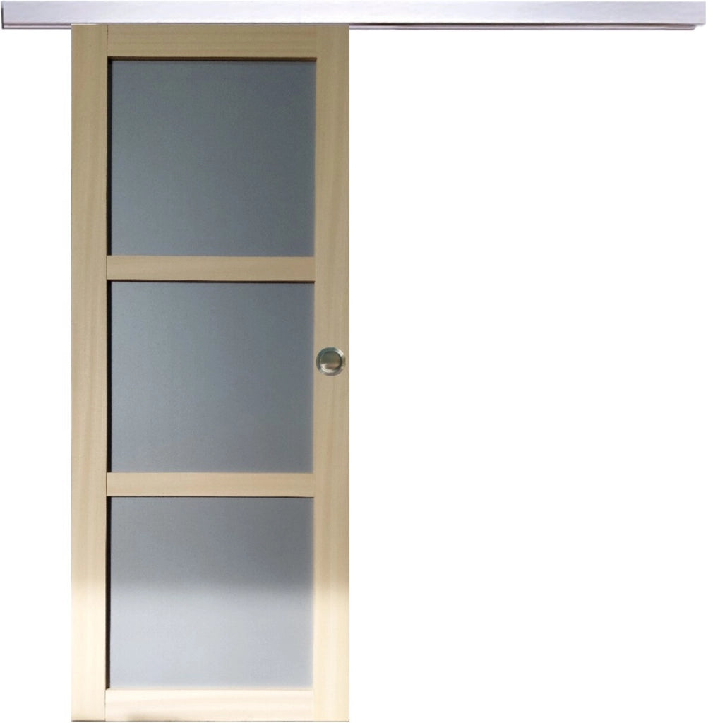 Porta Scorrevole Ayous 3 Ante Grigio RAL 7035 H204 x L73 + Binario in Alluminio e 2 gusci