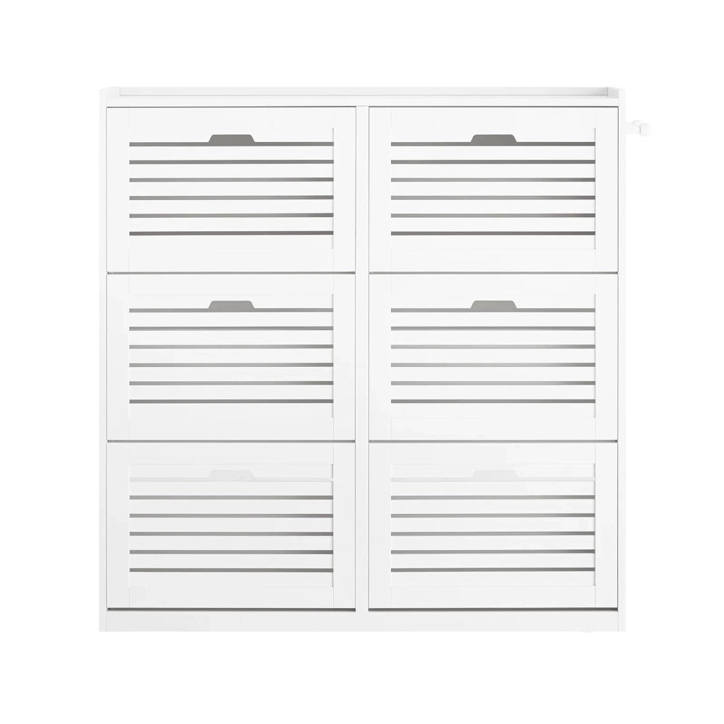 Scarpiera Con 6 Ribalte Scarpiera Con 12 Ripiani Portascarpe Salvaspazio Regolabili Bianco, FSR145-W SoBuy