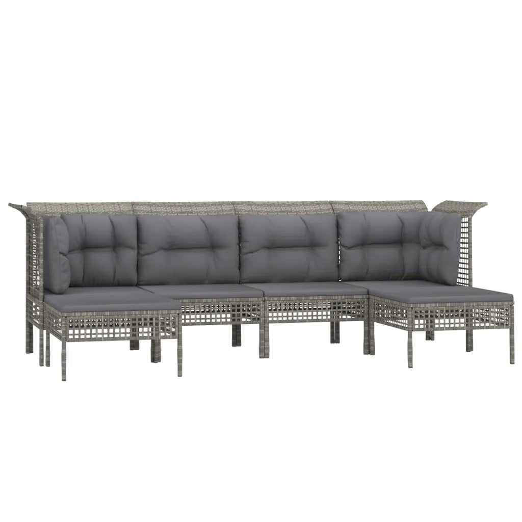 Set Divani da Giardino 6 pz con Cuscini in Polyrattan Grigio 3187552