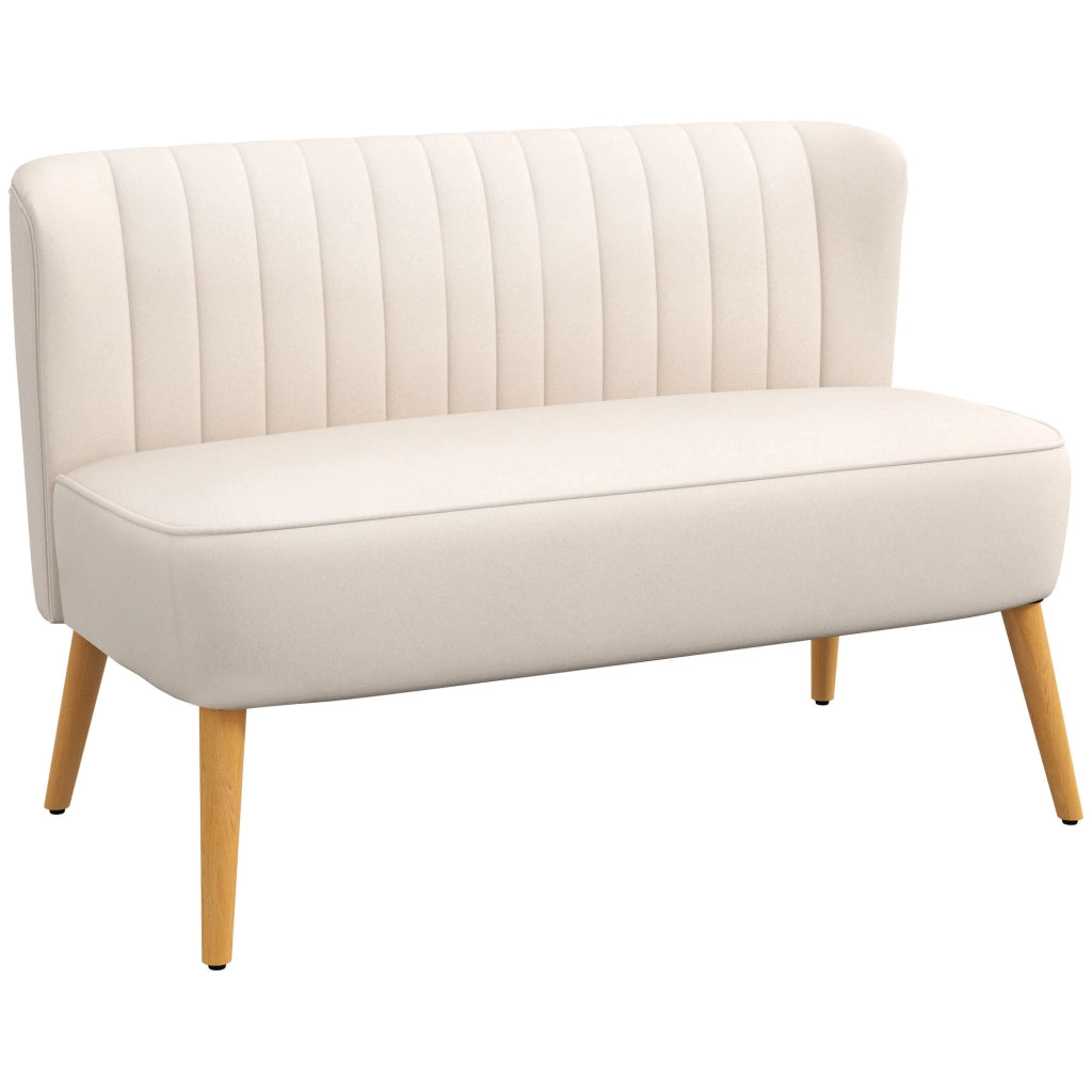 Divano 2 Posti Retro ¨C Minimal ¨C Cremewei?, Legno, 117x56.5x77