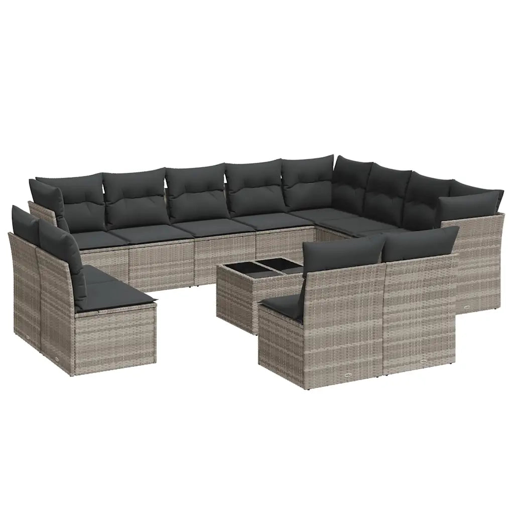 Set Divani Giardino 13 pz con Cuscini Grigio Chiaro Polyrattan