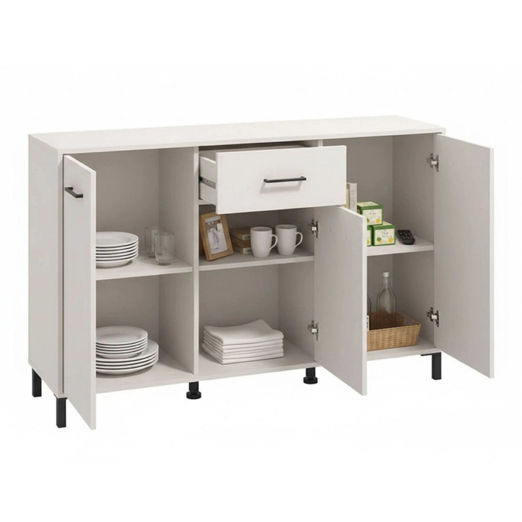 Madia Laerru, Credenza un Cassetto, 138x40x90h cm Bianco Crema