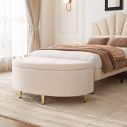Panca contenitore in velluto beige 90 x 40 x 42 cm; pouf da ingresso e camera da letto