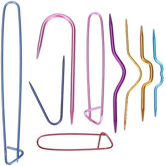 Oggetti di uso quotidiano - Supporto cavi Sostenibile - Set ago brevi - Ago antiscivolo - Metallo - 9 pezzi - Adatto per DIY a maglia
