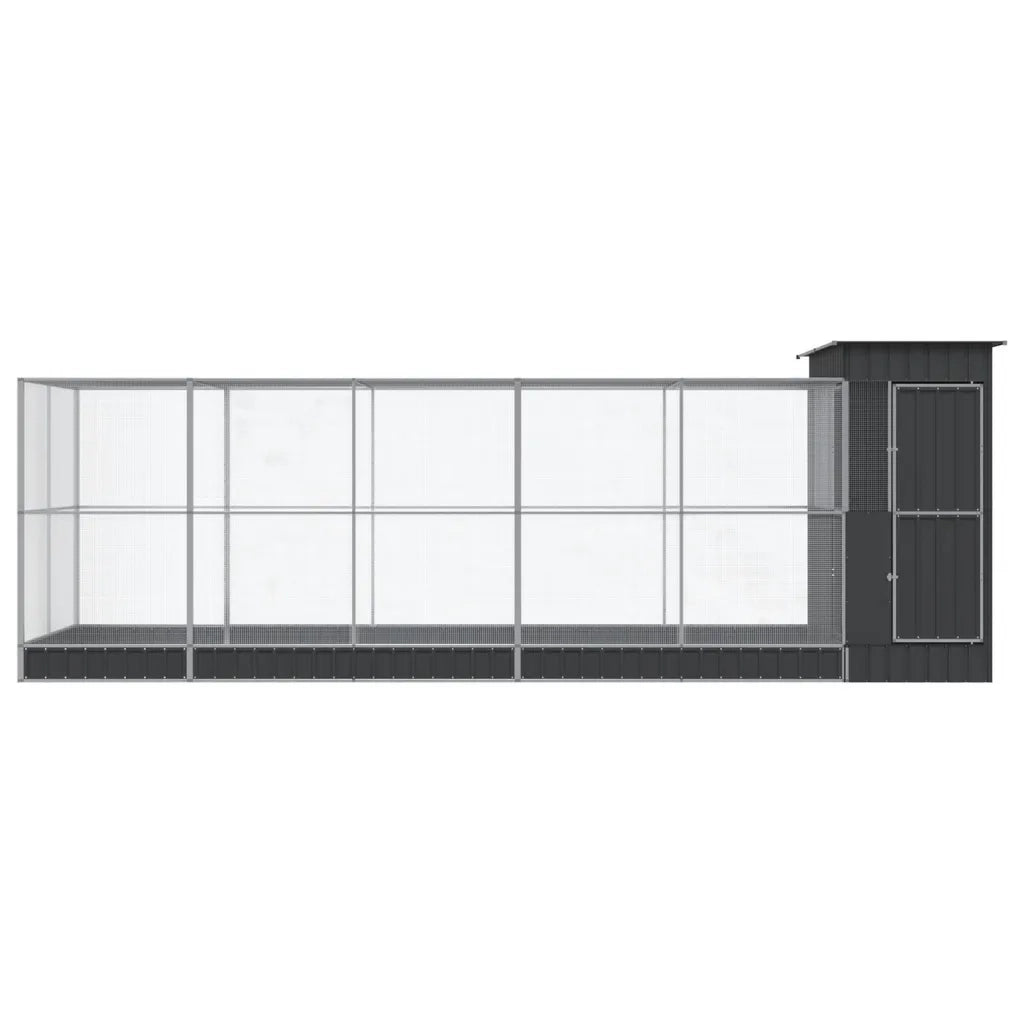 Voliera con Estensione Argento 623x203x216 cm in Acciaio