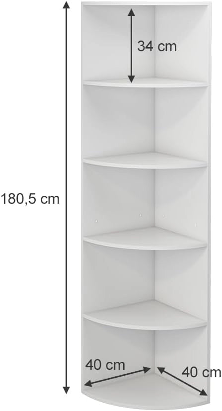 Libreria Fabienne, Bianco, 40 x 180 cm con 5 scomparti, adatto al montaggio a parete per una configurazione flessibile degli spazi