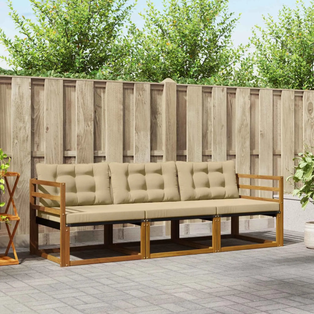 Set di divani da esterno con cuscino 3 pcs Naturale e Beige 3369136