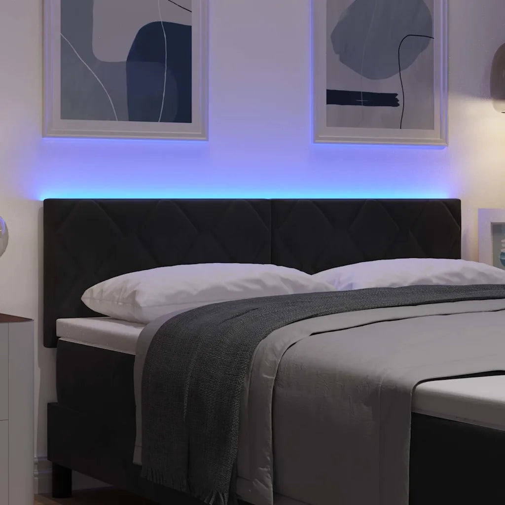 Testiera LED Nero 144 cm Velluto 3338222