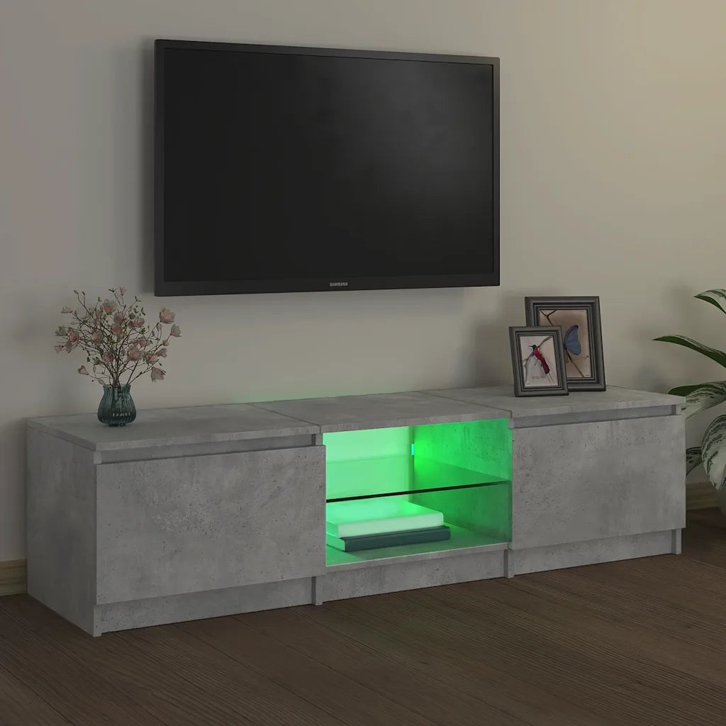 Mobile Porta TV con Luci LED Grigio Cemento 140x40x35,5 cm