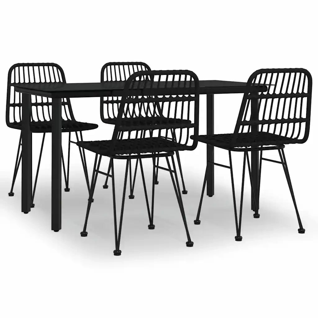 Set da Pranzo da Giardino 5 pz Nero in Polyrattan cod mxl 35596