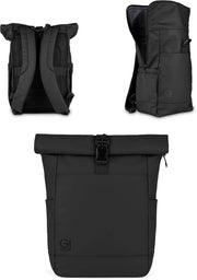 Zaino Rolltop (37 litri) - Resistente all'acqua & robusto - Chiusura magnetica, tasca laptop con organizzatore & contenitore per bottiglie - Maniglie rivestite e schiena con coperchio ruotante - 5 compartimenti