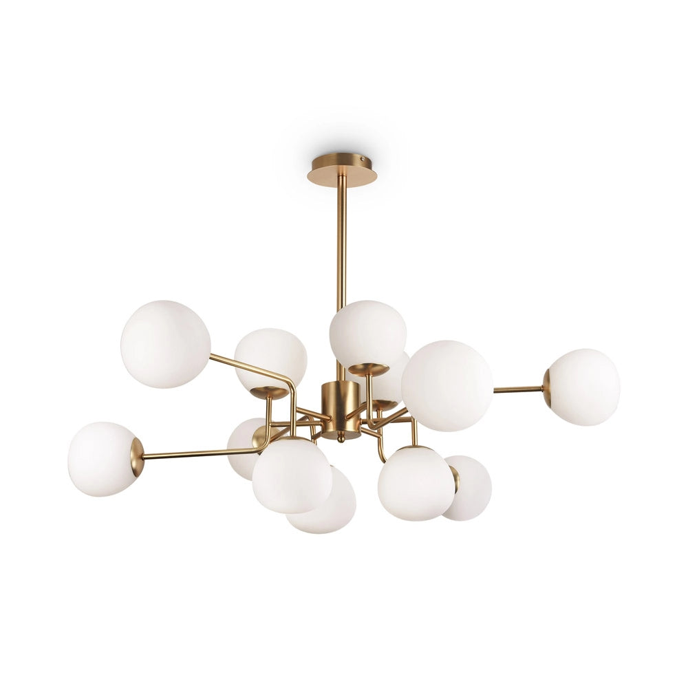 Maytoni Lampadario Sospensione Erich 12 luci E14 oro rosa metallo diffusore vetro