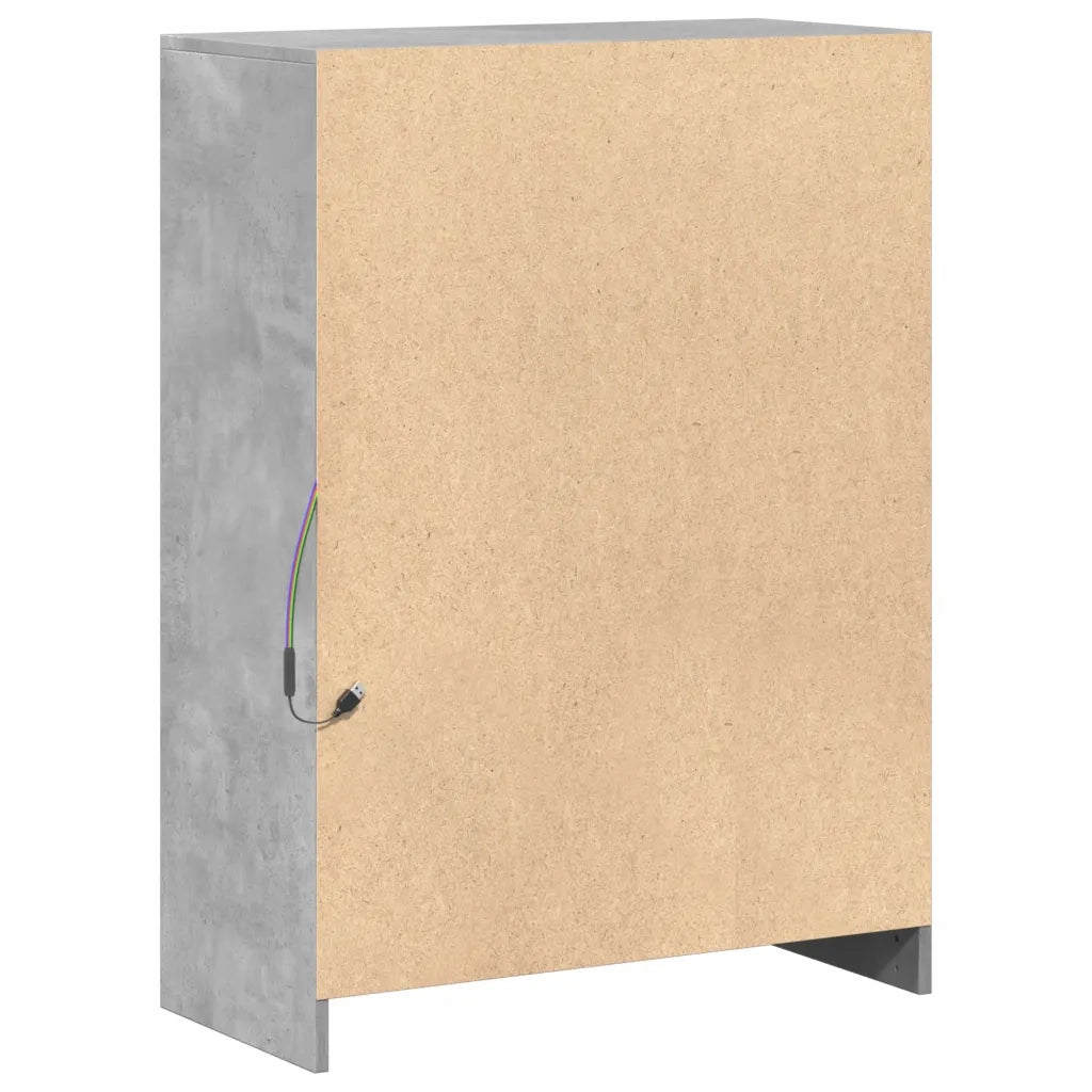 Credenza con LED-Buffet-Armadio da cucina Grigio Cemento 72x34x100 cm Legno Multistrato