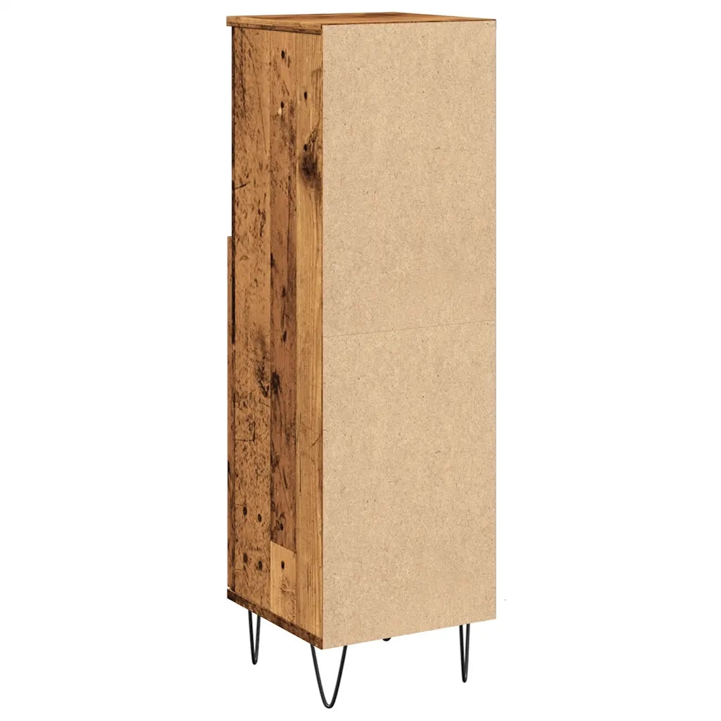 Mobiletto da bagno vintage pratico contenitore 30 x 30 x 100 cm finitura opaca in legno anticato 02_0051088