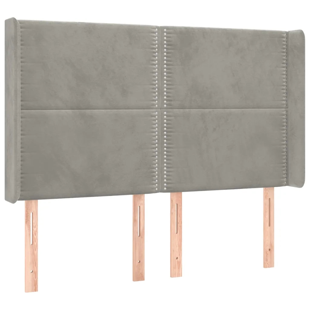 Testiera a LED Grigio Chiaro 147x16x118/128 cm in Velluto 3123956