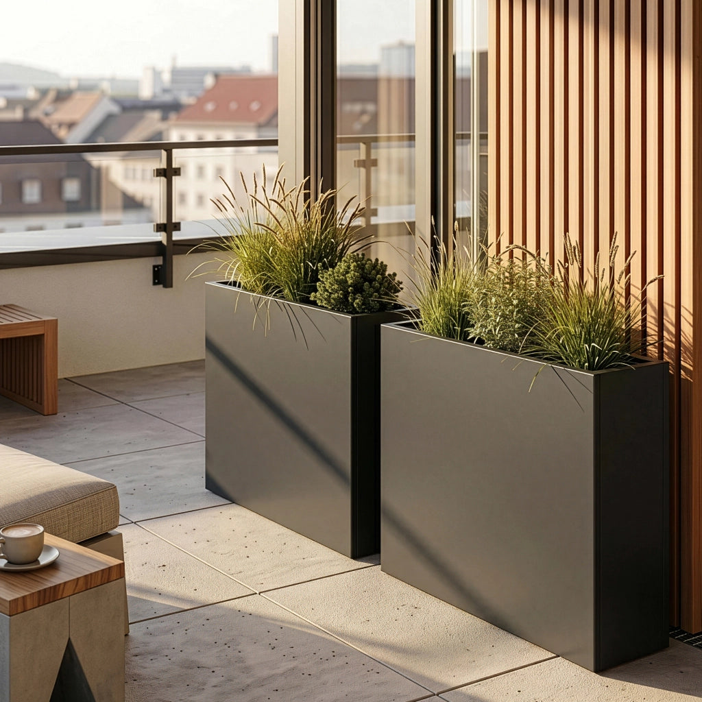 Fioriera Vaargel in Acciaio Portafiori 82x90x30 cm - Grigio Antracite casa.pro