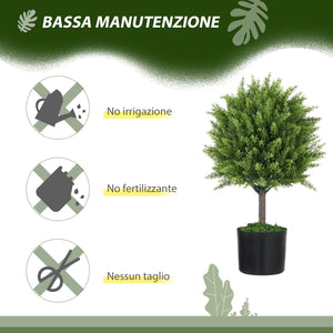 Pianta Artificiale di Albero Cedro 55A cm con Vaso Incluso per Interno ed Esterno Verde