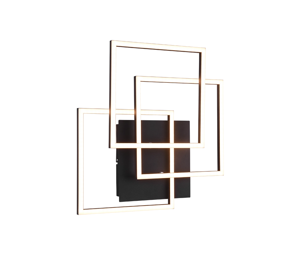 Plafoniera LED 3 quadrati, metallo, nero, L 39 cm, Mobile