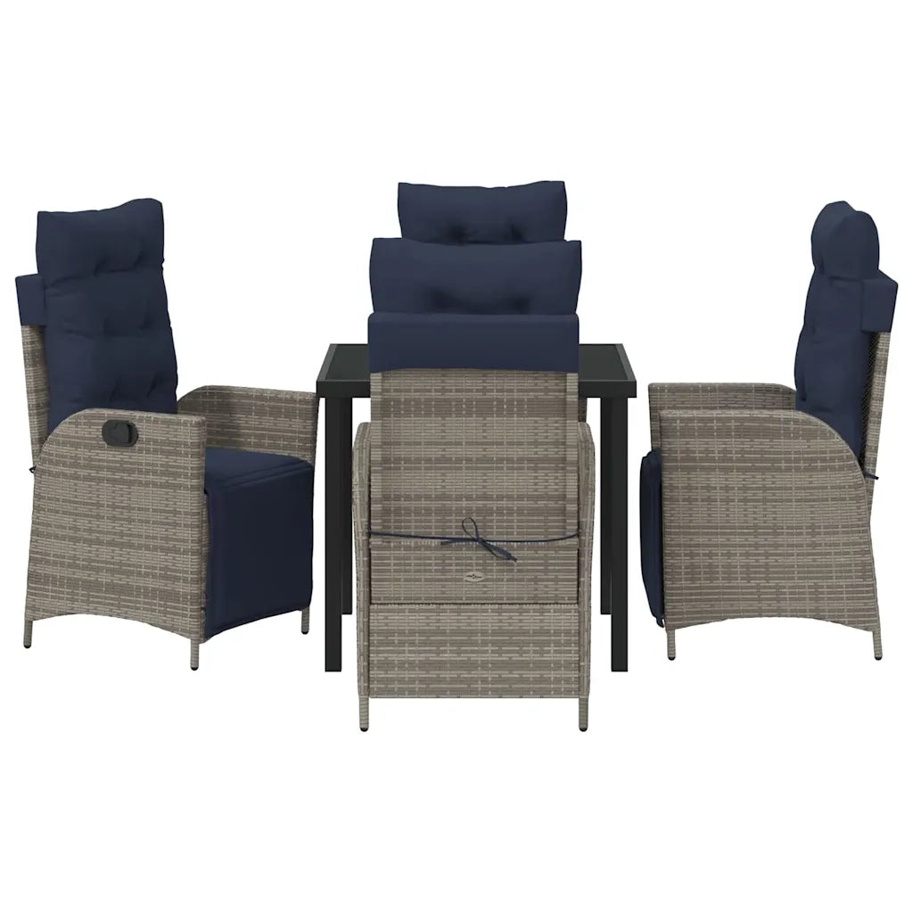 Set da Pranzo per Giardino 5 pcs Grigio e Nero Rattan