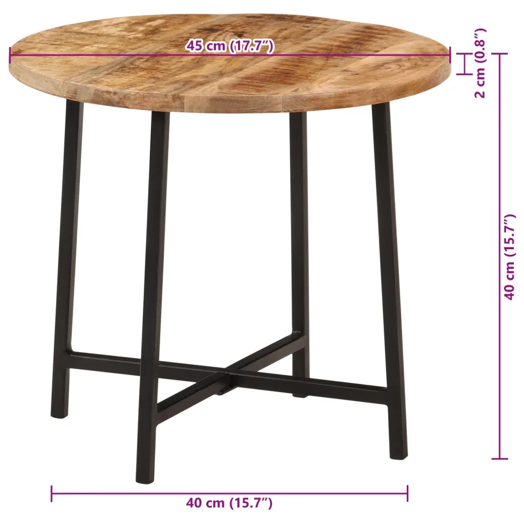 Tavolo da Salotto 45x45x40cm in Legno Massello di Mango e Ferro 371969