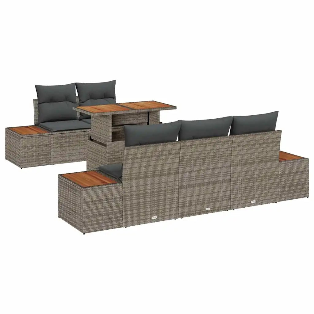 Set Divano da Giardino 6 pcs Grigio Poly Rattan 3358763