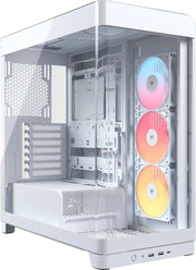 FRAME 4500X RS-R ARGB Case Mid-Tower per PC con Vetro Panoramico – Sistema di Montaggio InfiniRail, Adatto a Due Radiatori da 360 mm, Anti-Sag della GPU, Include 3 Ventole RS120R – Bianco
