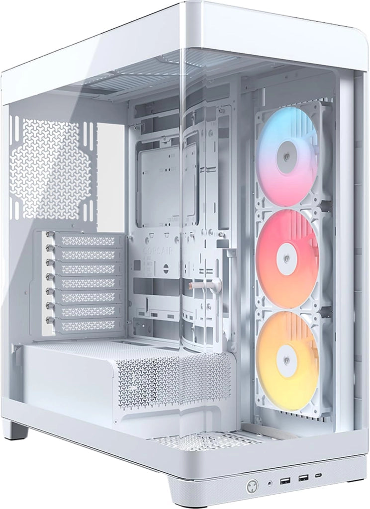 FRAME 4500X RS-R ARGB Case Mid-Tower per PC con Vetro Panoramico – Sistema di Montaggio InfiniRail, Adatto a Due Radiatori da 360 mm, Anti-Sag della GPU, Include 3 Ventole RS120R – Bianco