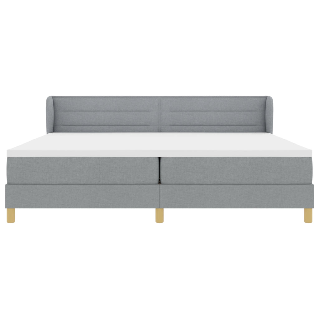Letto con Box Spring e Materasso - Grigio Chiaro, 200x200 cm, Tessuto