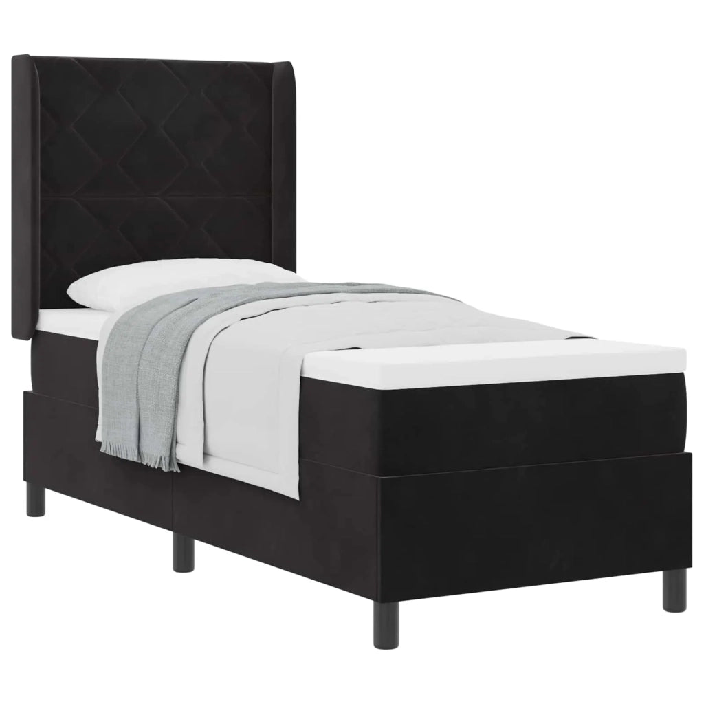 Letto a molle con materasso Nero 80 x 200 cm Velluto 3342034