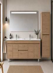 Mobile bagno con lavabo ORIGENBATH ISQUIA senza specchio 120x45 cm doppio lavabo estepa con colonna