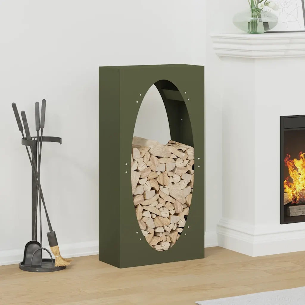 Rastrelliera per Legna da Ardere Verde Oliva 50x23x100 cm 864184