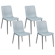 Set di 4 sedie da pranzo in tessuto poliestere Blu chiaro Sala da pranzo Gambe in ferro Elegante